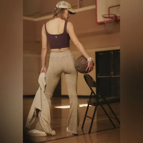 NEW! Free People Good Karma Flare Leg Leggings Mushroom! - Picture 3 of 7